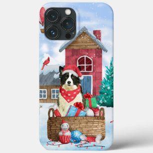 Border Collie Dog In snow Christmas Dog House iPhone 13 Pro Max Case