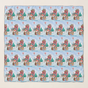 Border Collie Dog In snow Christmas Dog House Scarf
