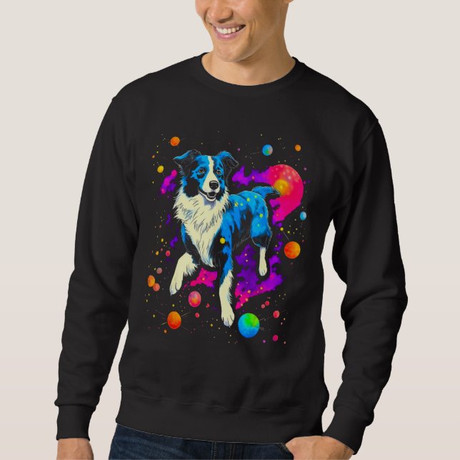 Border Collie Dog in Space Sweatshirt (Front)