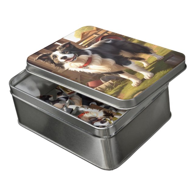 Border Collie Dog Jigsaw Puzzle (Lid Open)