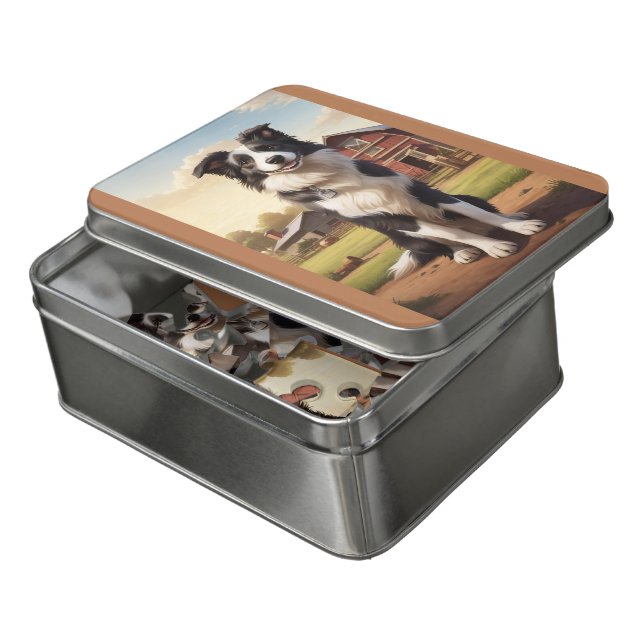 Border Collie dog Jigsaw Puzzle (Lid Open)