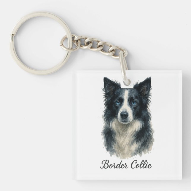 Border Collie dog Keychain (Front)