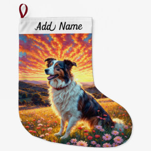 Border Collie Dog Large Christmas Stocking