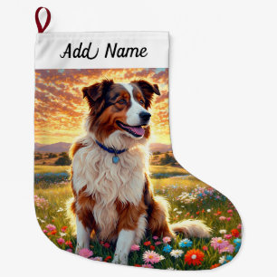 Border Collie Dog Large Christmas Stocking