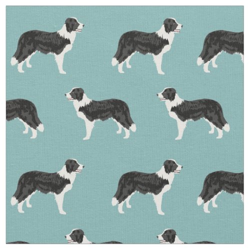 Border Collie dog light blue Fabric