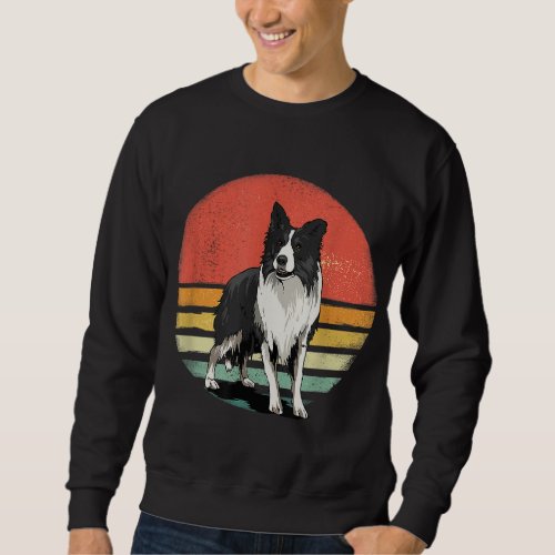 Border Collie Dog Lover Retro Vintage 70s Dog Pet Sweatshirt