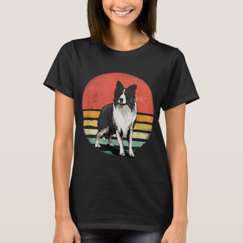 Border Collie Dog Lover Retro Vintage 70s Dog Pet T_Shirt
