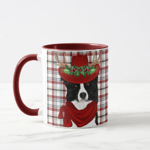 Border Collie Dog Lover Western Plaid Christmas Mug