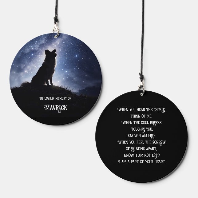 Border Collie Dog Memorial Wind Chime (Front & Back)