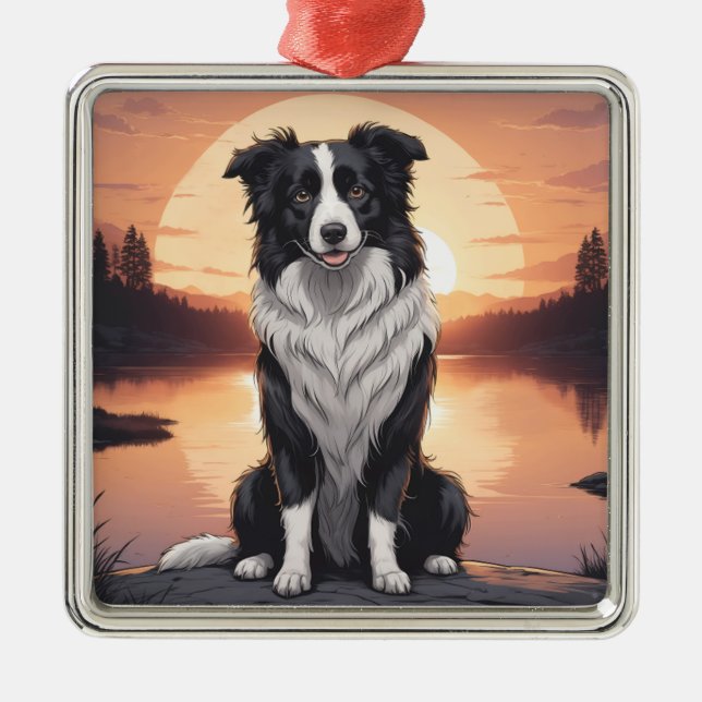 Border Collie Dog Metal Ornament (Front)