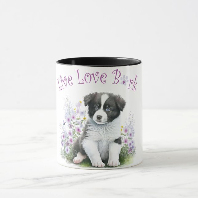 Border Collie Dog Mom Floral Mug (Center)