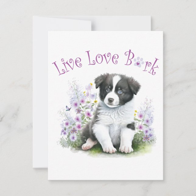 Border Collie Dog Mom Floral Note Card (Front)