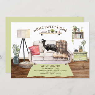 Border Collie Dog Moving Announcement
