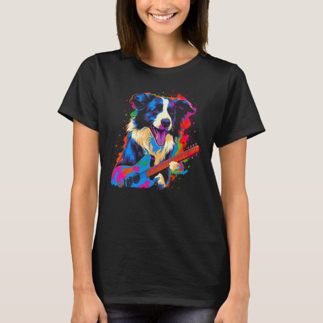 Border Collie Dog Music T-Shirt (Front)