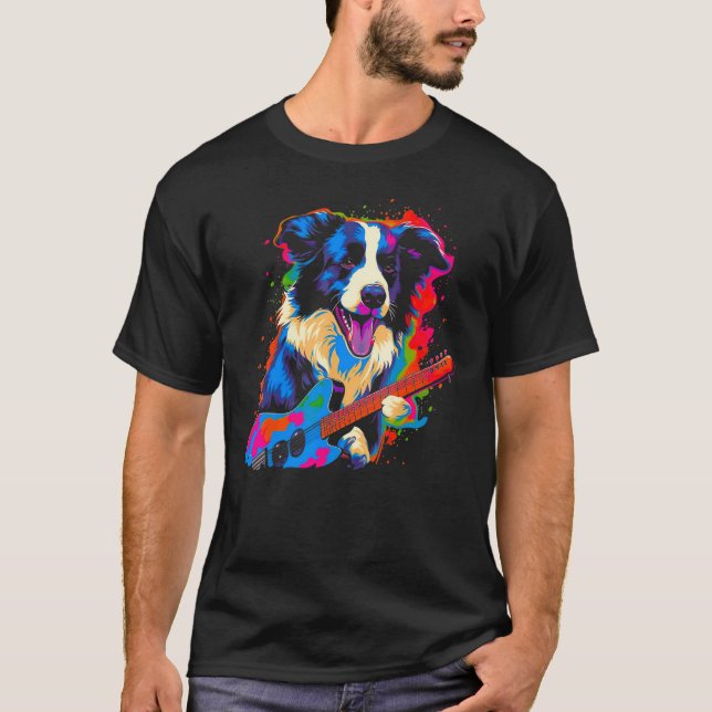 Border Collie Dog Music T-Shirt (Front)