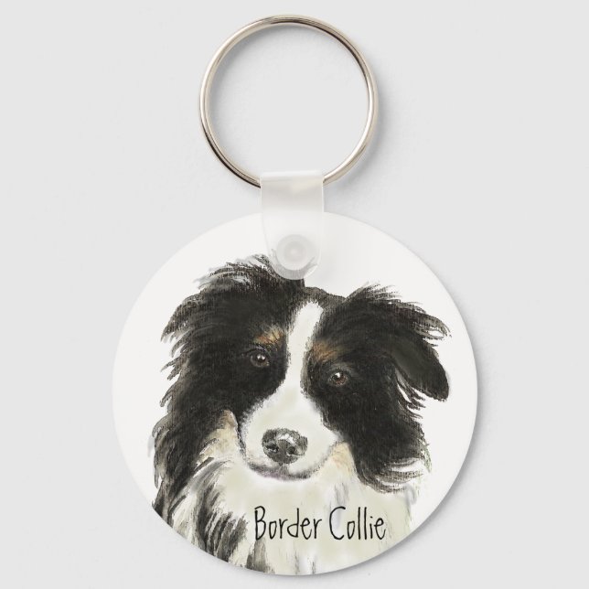 Border Collie Dog o Keychain (Front)