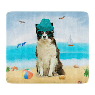 Border Collie Dog on Beach Cutting Board