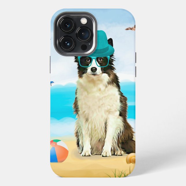 Border Collie Dog on Beach Iphone Case (Back)