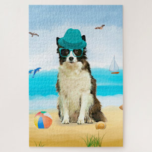 Border Collie Dog on Beach Jigsaw Puzzle