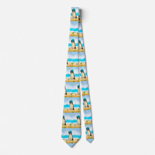 Border Collie Dog on Beach Neck Tie