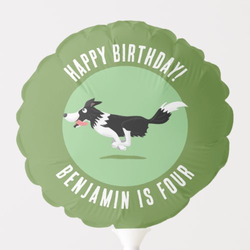 Border Collie dog personalised birthday cartoon Balloon