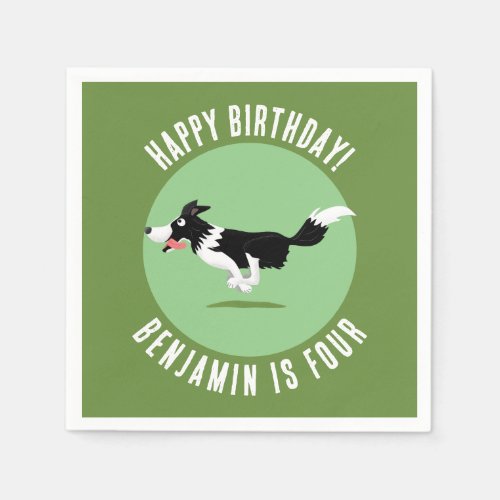 Border Collie dog personalised birthday cartoon Napkins