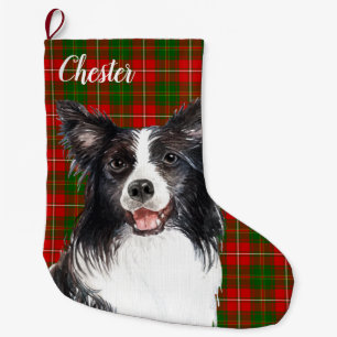 Border Collie Dog Personalized Large Christmas Stocking
