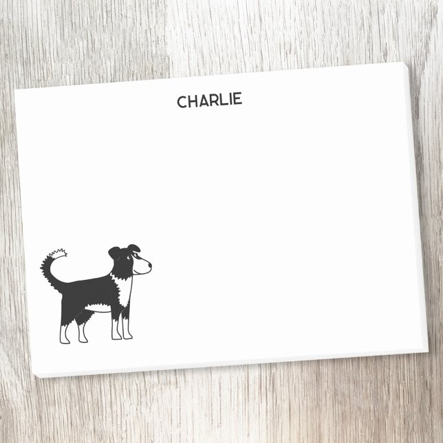 Border Collie Dog Personalized Name Post-it Notes (Welsh Border Collie sheepdog personalized custom name Post-it sticky notes for dog lovers)