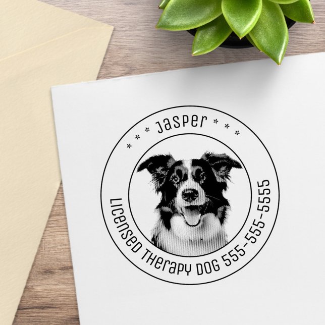 Border Collie Dog Pet Photo Round Rubber Stamp (Creator Uploaded)