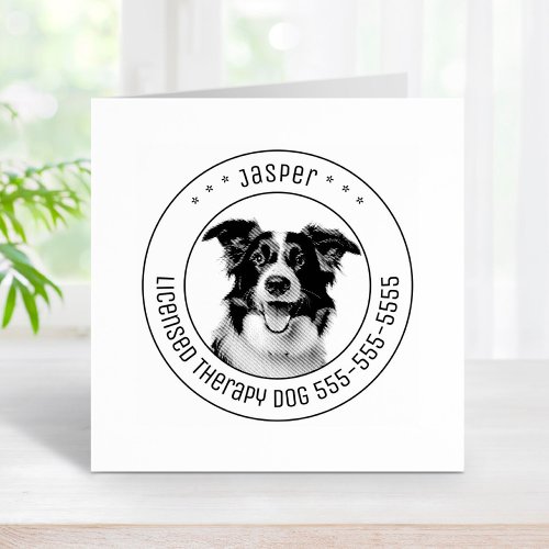 Border Collie Dog Pet Photo Round Rubber Stamp