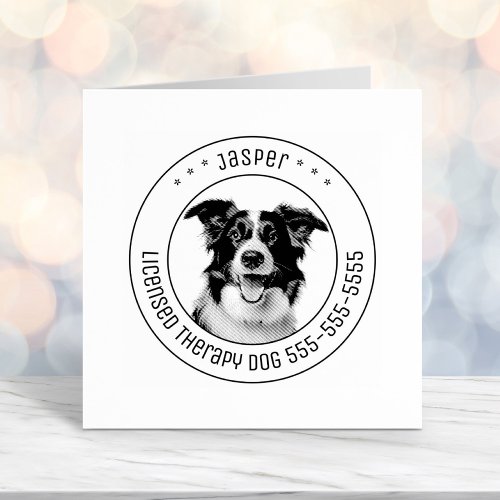 Border Collie Dog Pet Photo Round Self_inking Stamp