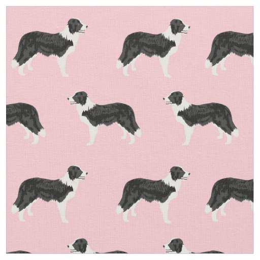 Border Collie dog pink Fabric