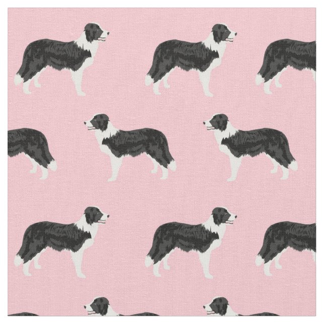 Border Collie dog pink Fabric (Close Up)
