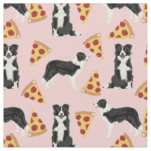 Border Collie dog pizza pink Fabric