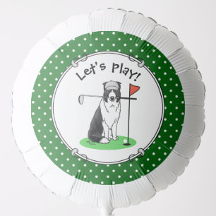 Border Collie Dog Playing Golf (black & white) Fun Balloon