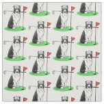 Border Collie Dog Playing Golf (black &amp; white) Fun Fabric