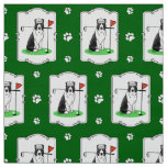 Border Collie Dog Playing Golf (black &amp; white) Fun Fabric