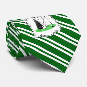 Border Collie Dog Playing Golf (black & white) Fun Neck Tie