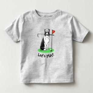 Border Collie Dog Playing Golf (black & white) Fun Toddler T-shirt