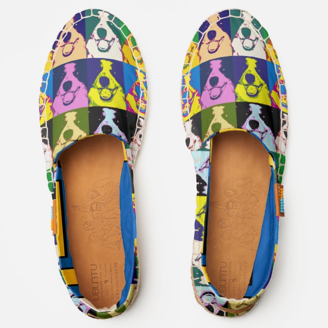 Border Collie Dog Pop Art Pattern Espadrilles (Front)