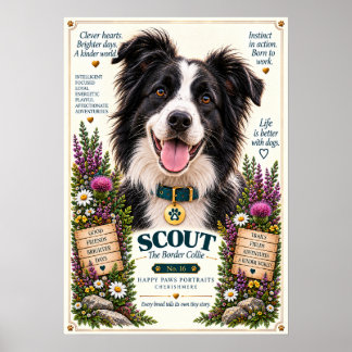 Border Collie Dog Portrait | Scout No. 16 Poster