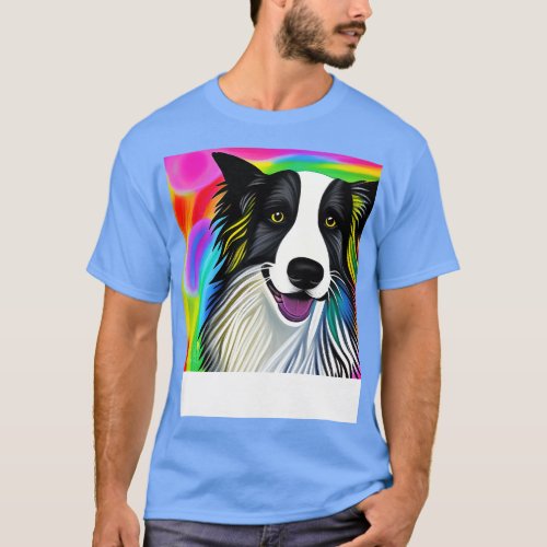 Border Collie Dog Rainbow Painting T_Shirt