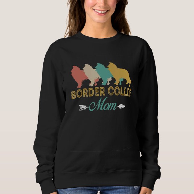 Border Collie Dog Retro Border Collie Mom grandma Sweatshirt (Front)
