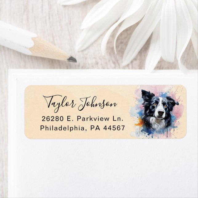 Border Collie Dog Return Address Label (Insitu)