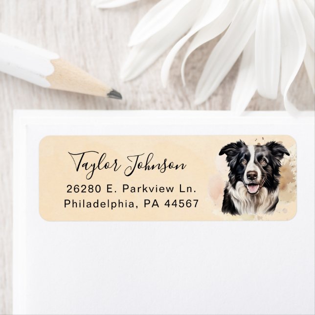 Border Collie Dog Return Address Label (Insitu)
