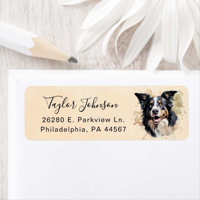Border Collie Dog Return Address Label (Insitu)