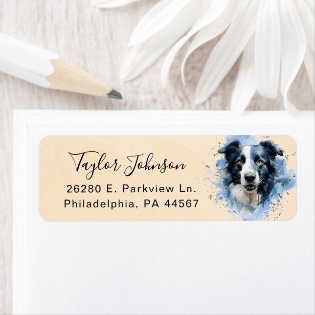 Border Collie Dog Return Address Label (Insitu)