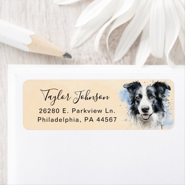 Border Collie Dog Return Address Label (Insitu)