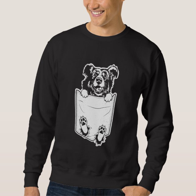 Border collie dog ripped in pocket art graphic the sweatshirt (Front)
