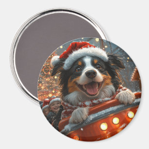 Border Collie Dog Roller Coaster Christmas Magnet